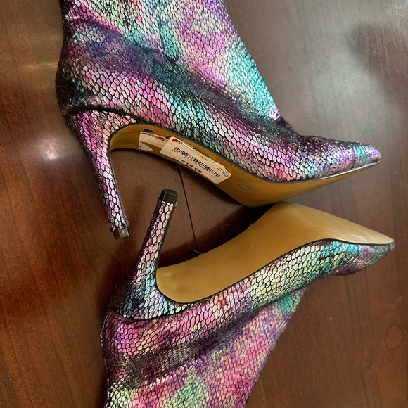 💜💚💙Size 6-BETSEY JOHNSON OMBRÉ Heeled Boots- Never Worn-Unique LIKE U!Shimmer - Picture 5 of 9
